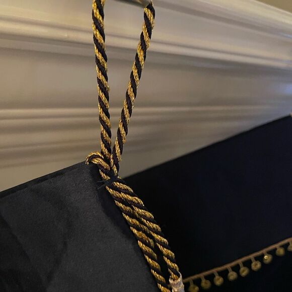 Ten Thousand Villages Beaded Elephant Velour Dark Blue and Gold Stockings x 4 - Picture 9 of 15